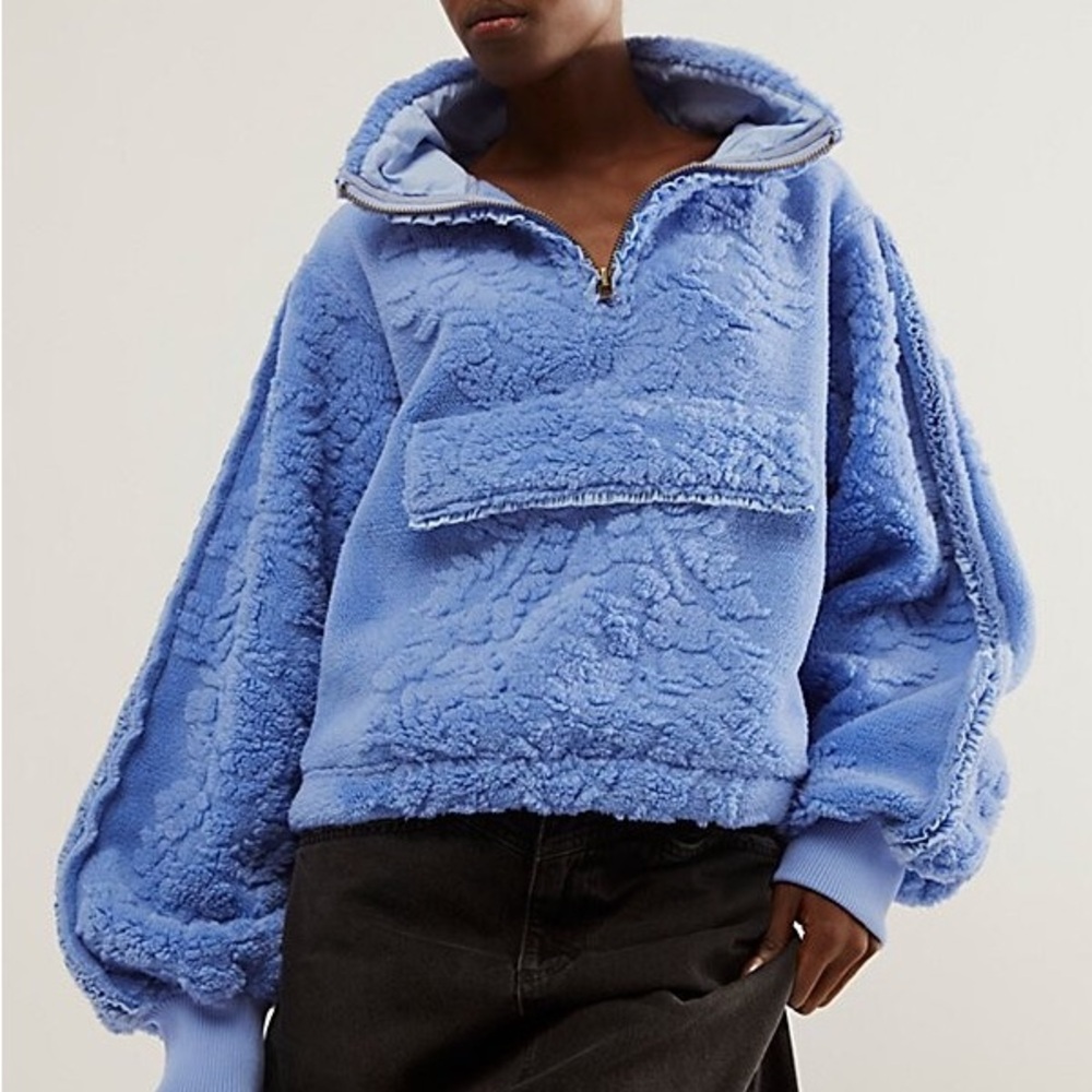 Free People Monarch Sweatshirt Soft Blue Fleece Size XL